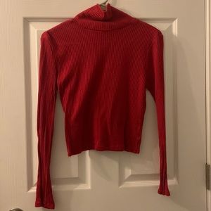 ambiance Red Turtleneck Crop Top